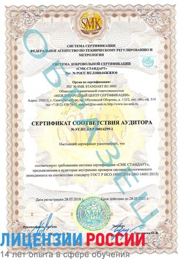 Образец сертификата соответствия аудитора №ST.RU.EXP.00014299-1 Грязовец Сертификат ISO 14001